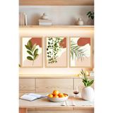 Kututr Bitki Desenli Modern Minimal 3’Lü Çerçeve Görünümlü Tablo Seti Crvs1129,Çerçevesiz Crvs1129 30 X 40