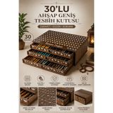 kutuTR Bölmeli Ahşap Geniş Tesbih Kutusu Kişiye Özel İsim Yazılı Çekmeceli Tesbih Saklama Kutusu TSBH03 Serisi