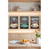Kututr Cafe Temalı Çerçeve Görünümlü 3'Lü Tablo Seti – 13X17 21X30 30X40 Cm Ebat Seçenekli Crvs1011,Crvs1011 13 X 17