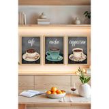Kututr Cafe Temalı Çerçeve Görünümlü 3'Lü Tablo Seti – 13X17 21X30 30X40 Cm Ebat Seçenekli Crvs1011,Crvs1011 21 X 30