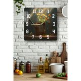 kutuTR Çiçekli Sulama Kabı Temalı Temperli Cam Kare Saat 33x33 cm Ebadında UV Baskı - KCS055