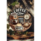 kutuTR Coffee Time Yazılı MDF Kapı Panosu – 20 cm | Vintage Kahve Köşesi Dekoru KS002