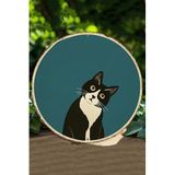 kutuTR Dekoratif Siyah-Beyaz Kedi Figürlü MDF Duvar Süsü, 8692016082525