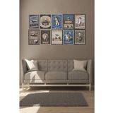 Kututr Dekorize Mdf 10 Parça 3 Mm Çerçeve Görünümlü Çocuk Odası İçin Retro Uzay Tabloları