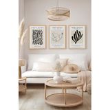 Kututr Dekorize Mdf 3 Parça Mm Çerçeve Görünümlü Bohem Tablo 3008,Renkli 30 X 40
