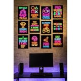 Kututr Dekorize Mdf Tablo Seti 12 Parça 3 Mm - Gamer Oyuncu Pc Duvar Dekoru Gm001