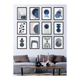 Kututr Dekorize Mdf Tablo Seti 12 Parça 3 Mm Mavi Soyut Salon Oturma Yatak Odası Için Duvar Dekoru,Renkli 30 X 40