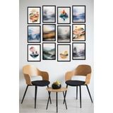 Kututr Dekorize Mdf Tablo Seti 12 Parça Salon Oturma Odası İçin Duvar Dekoru Çerçeve Görünümlü Onk Seri,Onk 1013 30 X 40