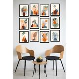 Kututr Dekorize Mdf Tablo Seti 12 Parça Salon Oturma Odası İçin Duvar Dekoru Çerçeve Görünümlü Onk Seri,Onk 1021 13 X 17