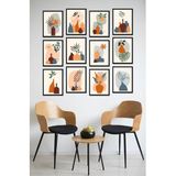 Kututr Dekorize Mdf Tablo Seti 12 Parça Salon Oturma Odası İçin Duvar Dekoru Çerçeve Görünümlü Onk Seri,Onk 1021 30 X 40