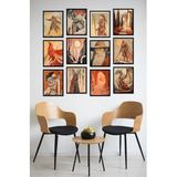 Kututr Dekorize Mdf Tablo Seti 12 Parça Salon Oturma Odası İçin Duvar Dekoru Çerçeve Görünümlü Onk Seri,Onk 1022 30 X 40