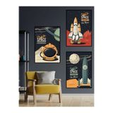 Kututr Dekorize Mdf Tablo Seti 3 Parça 3Mm Space Roket Uzay Salon Oturma Odası Için Duvar Dekoru,Renkli 13 X 17
