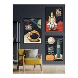 Kututr Dekorize Mdf Tablo Seti 3 Parça 3Mm Space Roket Uzay Salon Oturma Odası Için Duvar Dekoru,Renkli 30 X 40