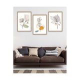 Kututr Dekorize Mdf Tablo Seti 3 Parça Mm Çiçekli Salon Oturma Yatak Odası Için Duvar Dekoru 3033,Renkli 30 X 40
