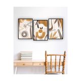 Kututr Dekorize Mdf Tablo Seti 3 Parça Mm Soyut Salon Oturma Yatak Odası Için Duvar Dekoru 3032,Renkli 30 X 40