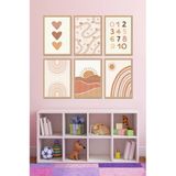 Kututr Dekorize Mdf Tablo Seti 6 Parça 3 Mm - Çocuk Odası Duvar Dekoru 6010
