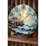 Kututr Deniz Manzarasının Huzurunu Evinize Taşıyın! Mdf Duvar Saati – 33X33 Cm Sdw375,Ahşap Saat375 33 X