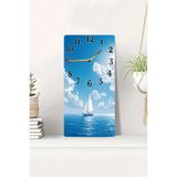 kutuTR Deniz ve Yelken Temalı MDF Dikdörtgen Duvar Saati 30x60 cm UV Baskı, USD038