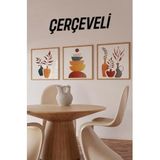 Kututr Doğal Renklerle Dekoratif Minimal Vazo Ve Kase 3'Lü Mdf Tablo Seti Kr4058,Çerçeveli Kr4058 32 X