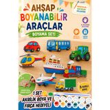 kutuTR Eğlenceli Ahşap Boyanabilir Araçlar Boyama Seti – Akrilik Boya ve Fırça Hediyeli