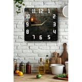 kutuTR Endüstriyel Tuğla Duvar Desenli Temperli Cam Kare Saat 33x33 cm Ebadında UV Baskı - KCS061