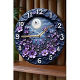 Kututr Gece Bahçesi 3D Görünümlü Sessiz Mdf Duvar Saati 33 Cm Sdw281,Sdw281 X