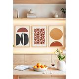 Kututr Geometrik Desenlerle Modern Dokunuş: 3'Lü Çerçeve Görünümlü Tablo Seti Crvs1135,Çerçevesiz Crvs1135 30 X 40