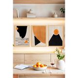 Kututr Geometrik Soyut Sanat Desenli 3’Lü Çerçeve Görünümlü Tablo Seti Crvs1146,Çerçevesiz Crvs1146 30 X 40