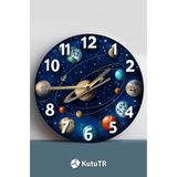 Kututr Gezegen Temalı Mdf Duvar Saati – 33 Cm 3D Görünümlü 2D Hd Baskı Sessiz Mekanizma Sdw234,Sdw234 X