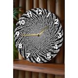 Kututr Hipnotik Spiral Desenli 3D Mdf Duvar Saati – 33 Cm | Siyah Beyaz Kontrast Sdw315,Sdw315 X