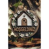 kutuTR Hoş Geldiniz Çiçekli Ev UV BASKI 3D GÖRÜNÜMLÜ MDF Kapı Süsü – 20 cm | Askılı, Silinebilir KS011