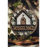 kutuTR Hoş Geldiniz Çiçekli Ev UV BASKI 3D GÖRÜNÜMLÜ MDF Kapı Süsü – 33 cm | Askılı, Silinebilir KS011