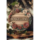Kututr Hoş Geldiniz Çiçekli Mdf Kapı Süsü | Askılı Silinebilir Dekoratif 33 Cm Ks013,Beyaz 20 X