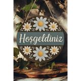 Kututr Hoş Geldiniz Çiçekli Uv Baskı 3D Görünümlü Mdf Kapı Süsü | Askılı Silinebilir Dekoratif Ks012,Ks012 20 X