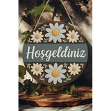 Kututr Hoş Geldiniz Uv Baskı 3D Görünümlü Mdf Kapı Süsü | Askılı Silinebilir Dekoratif 33 Cm Ks012,Beyaz 20 X