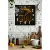 kutuTR Işıklı Fil Temalı Temperli Cam Kare Saat 33x33 cm Ebadında UV Baskı - KCS091