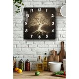 kutuTR Işıklı Hayat Ağacı Desenli Temperli Cam Kare Saat 33x33 cm Ebadında UV Baskı - KCS073