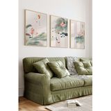 Kututr Japon Esintili Lotus Ve Balığı Temalı 3'Lü Mdf Çerçeveli Tablo Seti Crv1042,Çerçeveli Crv1042 42 X 62