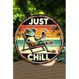 Kututr Just Chill – Şezlongda Keyif Yapan Kurbağa Mdf Duvar Dekoru Dt014,Dt014 20 X