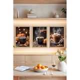 Kututr Kahve Temalı 3'Lü Mdf Çerçeve Görünümlü Tablo Seti 13X17 | 21X30 30X40 Cm Crvs1014,Crvs1014 13 X 17