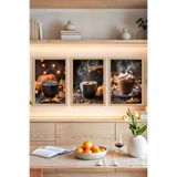 Kututr Kahve Temalı 3'Lü Mdf Çerçeve Görünümlü Tablo Seti 13X17 | 21X30 30X40 Cm Crvs1014,Crvs1014 21 X 30