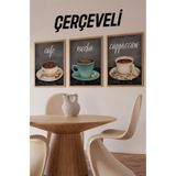 Kututr Kahve Temalı 3'Lü Tablo Seti – Ahşap Çerçeveli Mdf Uv Baskı Cafe Mocha Cappuccino Crv1011,Çerçeveli Crv1011 23 X 32