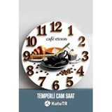 kutuTR KAHVE ZAMANI HİÇ BU KADAR TATLI OLMAMIŞTI 3D Görünümlü Temperli Cam Saat – 33 cm CSDW330