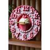Kututr Kalpli Cupcake Temalı Mdf Duvar Saati – 33 Cm 3D Görünümlü Sessiz Mekanizmalı 2D Hd Baskı Sdw238,Sdw238 X