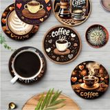 kutuTR Kalpli Kahve Temalı 6’lı Bardak Altlığı – MDF – 10 cm BRD-043