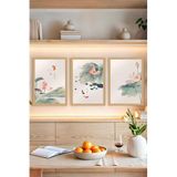 Kututr Lotus Ve Japon Balığı Temalı 3'Lü Uv Baskı Tablo Seti Çerçevesiz Crvs1042,Crvs1042 21 X 30