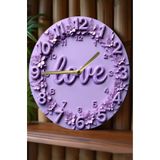 Kututr Lovetime – Çiçekli Mor 3D Görünümlü Duvar Saati Sdw263,Sdw263 33 X