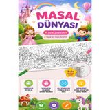 KutuTR Masal Dünyası Boyama Kağıdı 30X250 cm Eğitici Çocuk Aktivite Rulo Boyama Posteri