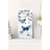 Kututr Mavi Kelebek Temalı Temperli Cam Tablo Saat – 30X60 Cm | Hd Uv Baskı– Cusd155,Cusd155 30 X 60