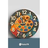 Kututr Mdf Dekoratif Duvar Saati – Renk Paleti Tasarımlı 33X33 Cm Sdw440,Ahşap Saat Sdw440 33 X